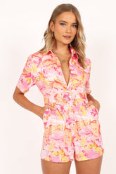 Arianna Romper - Estampado escénico rosa