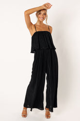 Jillian Plisse Jumpsuit - Negro