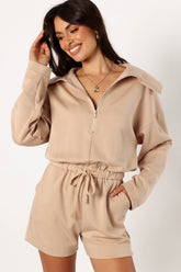 Peri Sweater Romper - Marrón claro