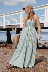 Mono Paige sin tirantes - Rayas azules y verdes