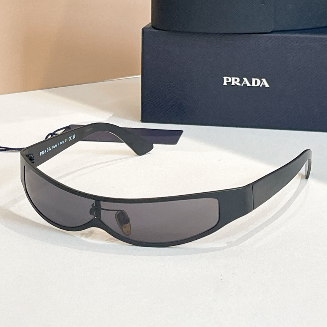 Prada Women's Solid Color Narrow Mask Irregular Shape Plate Frame Sunglasses Glasses #77872