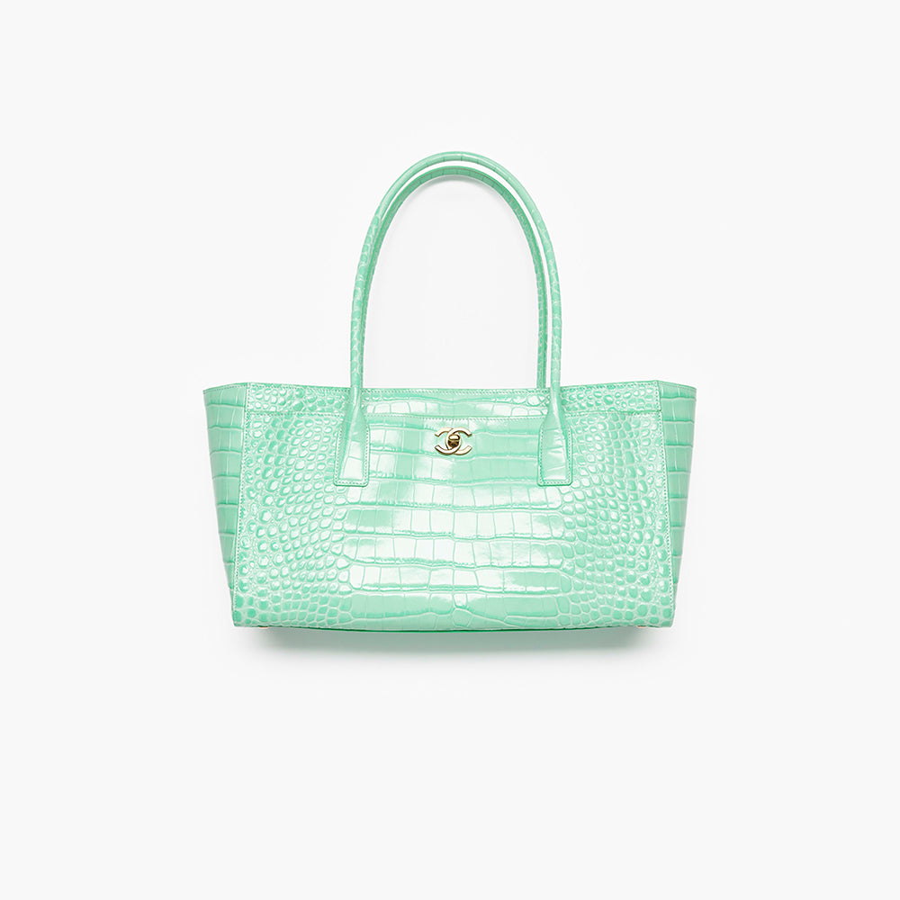 Chanel Small Tote Crocodile Embossed Calfskin Gold Tone Metal #378166