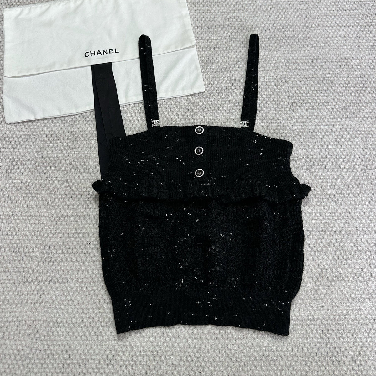 Chanel Women's Spring/Summer Lace-Up Knit Solid Color Cashmere Sleeveless Tank Top Vest Ngvp #2335
