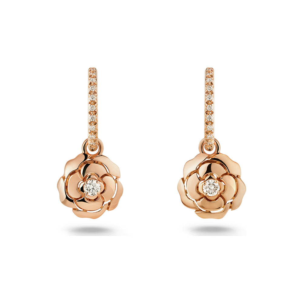 CHANEL Anting Extrait de Camélia Emas pink Berlian J11659 #389827