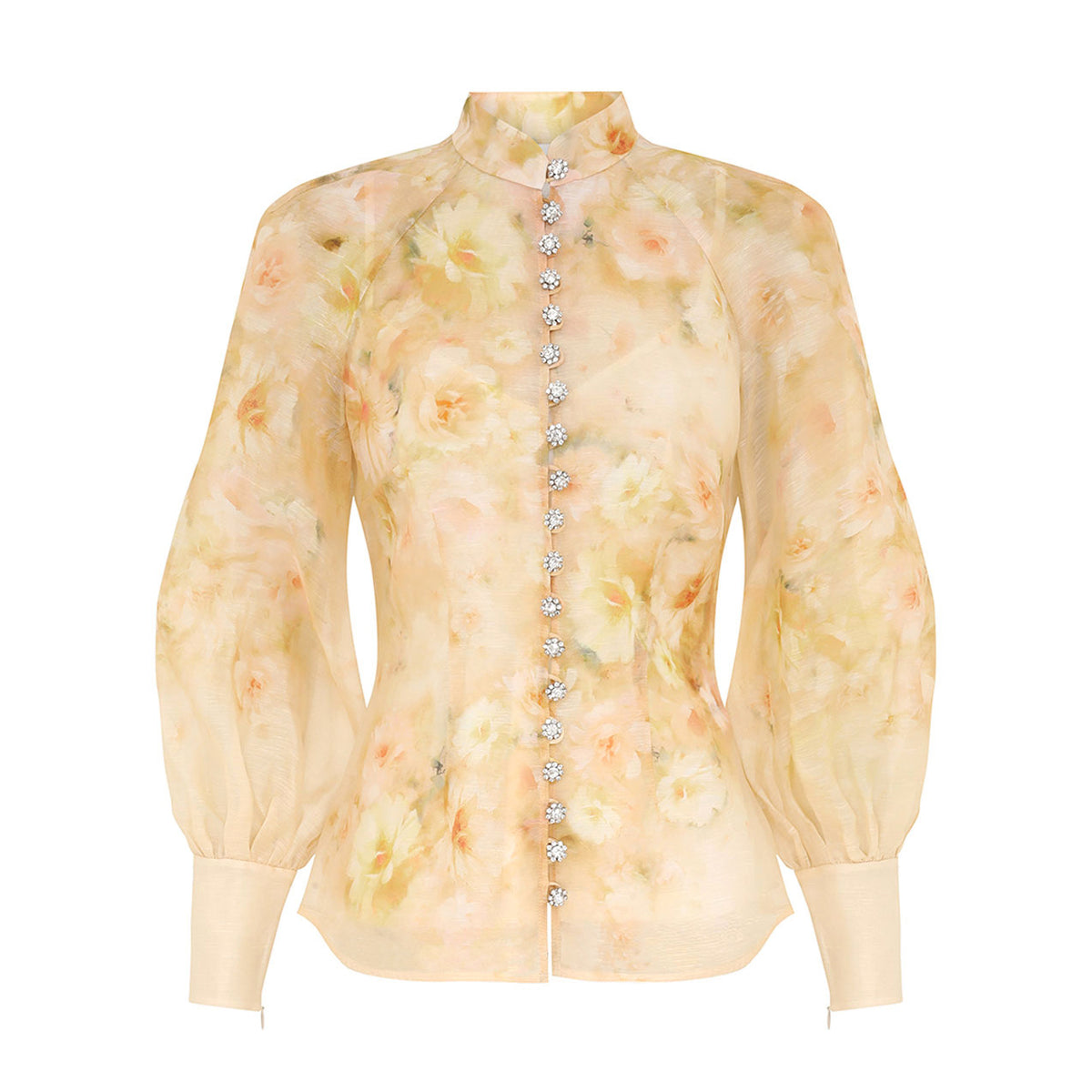 Zimmermann Women's Spring And Summer Yellow Floral Print Single Breasted Long Sleeve Shirt #75154