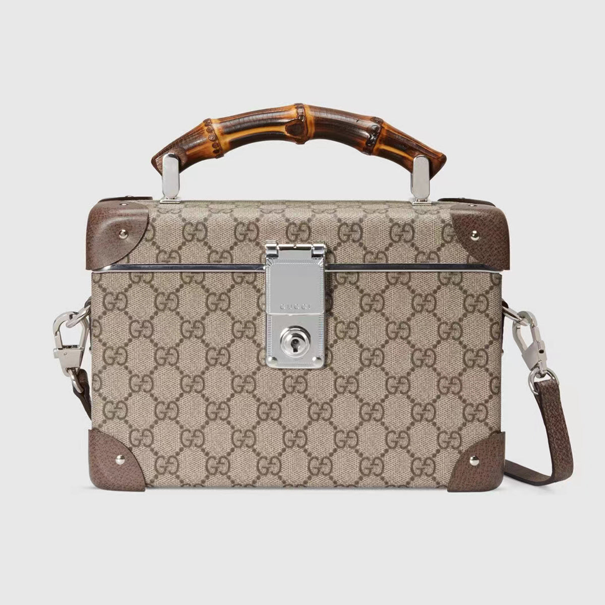 Gucci Logo Canvas Handbag Fashionable Bamboo Handle Makeup Box Crossbody Bag Bags #71281