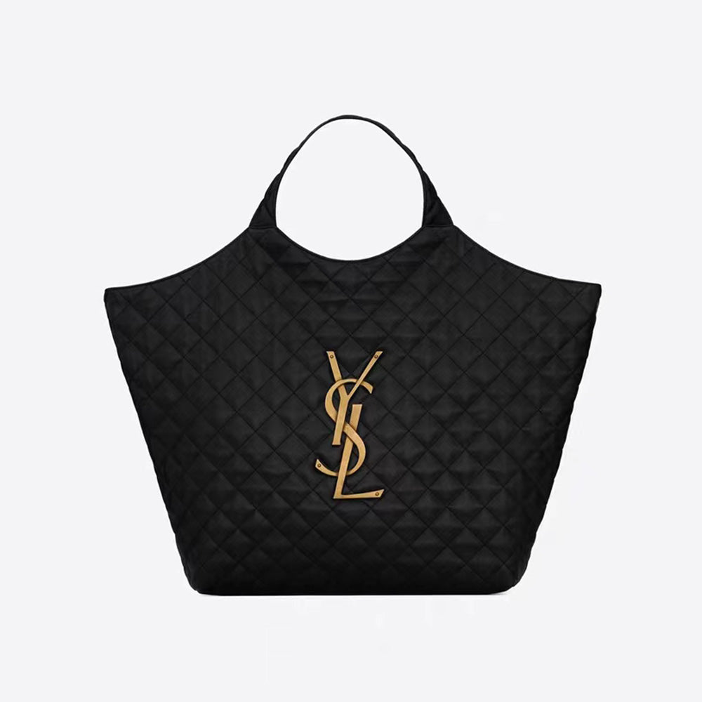 SAINT LAURENT  Zipper large Capacity Leather Handbag Sheepskin Quilted Craft Shopping Bag #91111