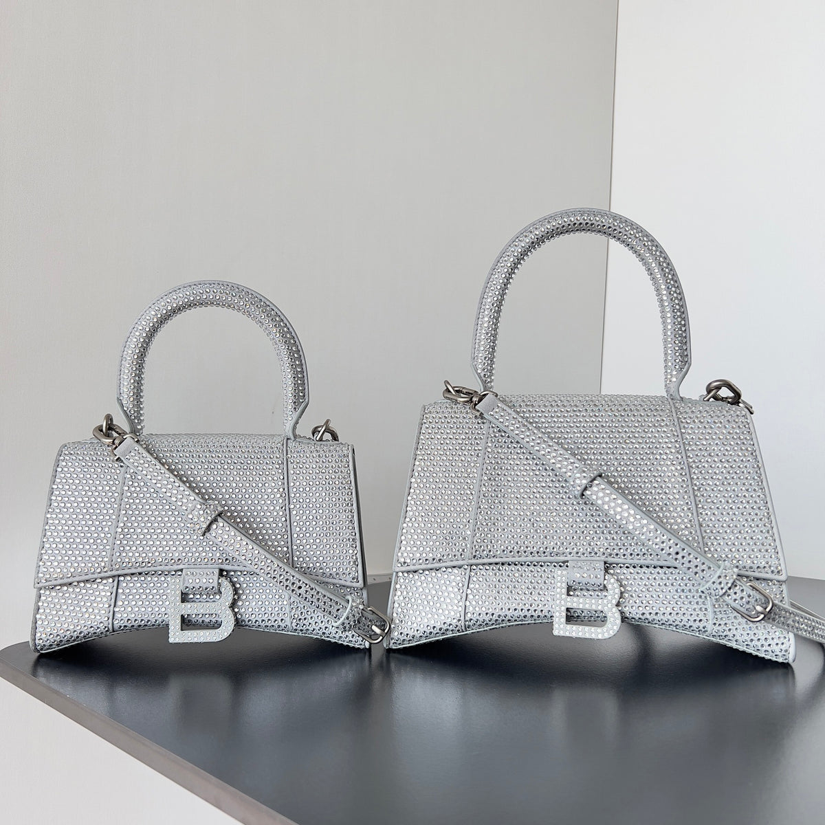 Balenciaga Hourglass Women's Solid Color Full Rhinestone Printed Hourglass Bag Tote Shoulder Crossbody Bags #76123