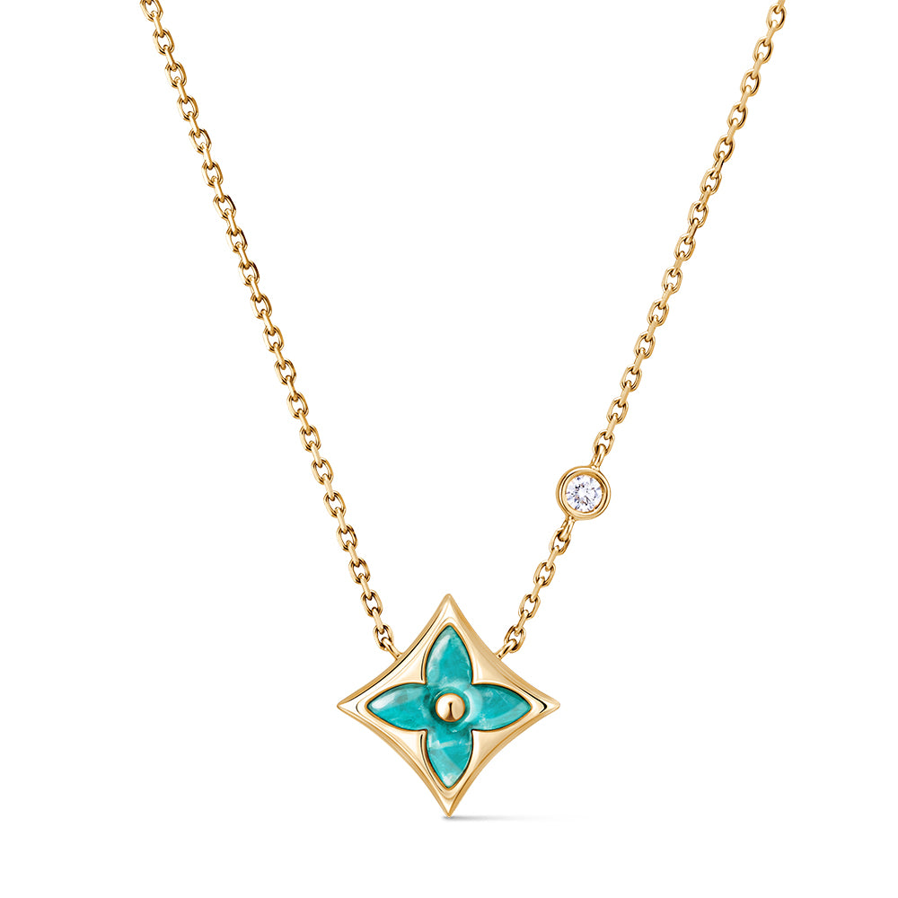 LOUIS VUITTON Color Blossom BB Star Pendant Yellow Gold Amazonite and Diamond #389010