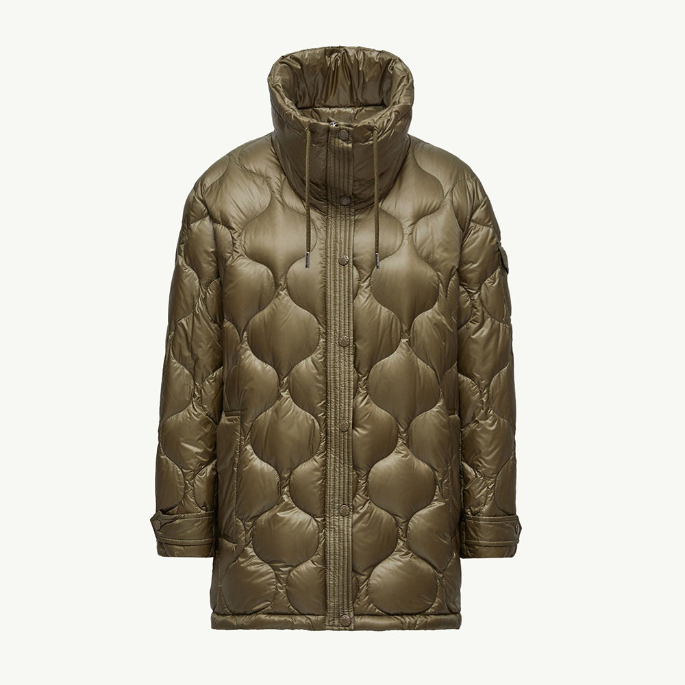 Moncler Women's Olive Green Lombi Hooded Mid-Length Down Jacket Long Jackets Parka #335457