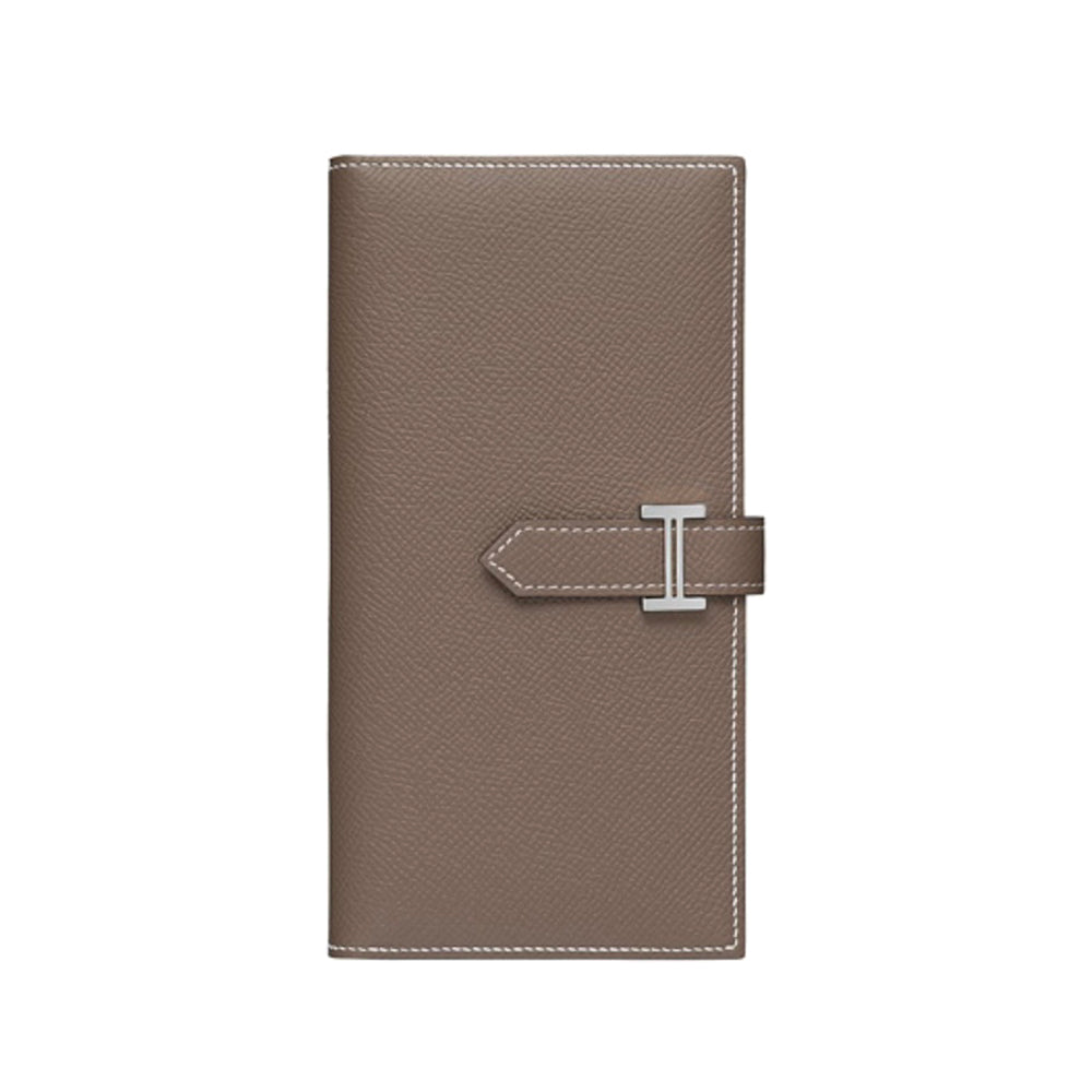 Hermes Bearn Women's Solid Color Silver Buckle Calfskin Wallet Card Case Bag Bags #73145