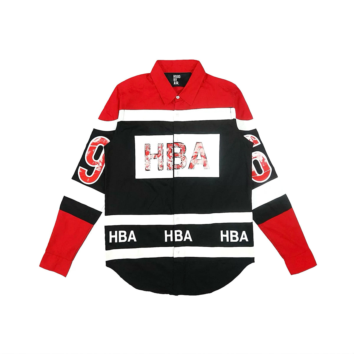 HOOD BY AIR Embroidered Shirt Hba Hba14ss Racing Shirt Carti Same Men's Spring And Fall Trend High Street Retro Color Blocking Shirt Jacket Ngvp #2414