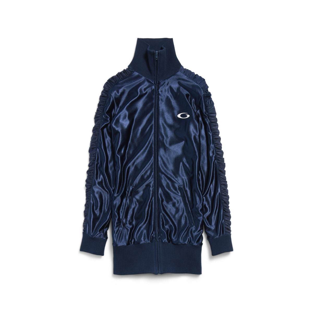 Balenciaga Fitted Tracksui Women's Spring/Autumn Solid Color Casual Zipper Closure Pocket Logo Embroidery Long Sleeve Slim Fit Shiny Plain Weave Knitted Fabric Dress #78236