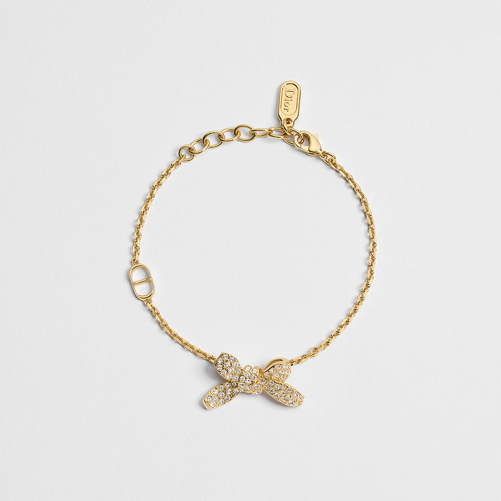 DIOR Delicate Bow Bracelet Gold-Finish Metal and Crystals #379150