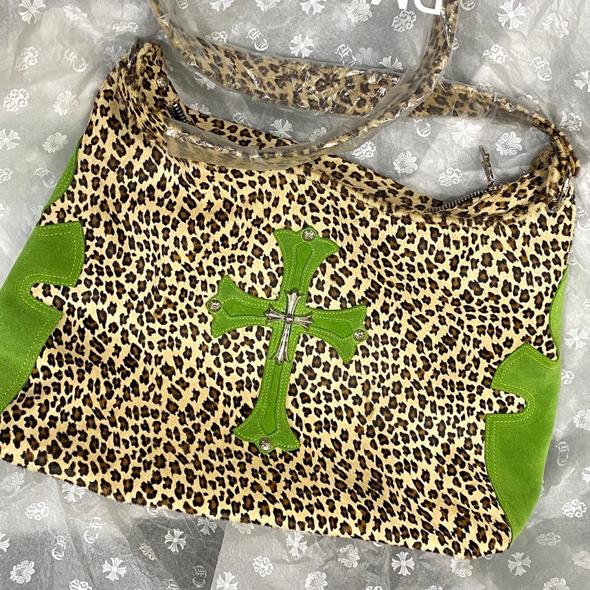 Chrome Hearts Women's Leopard Print Cowhide Leather Shoulder Crossbody Bag Bags #99543
