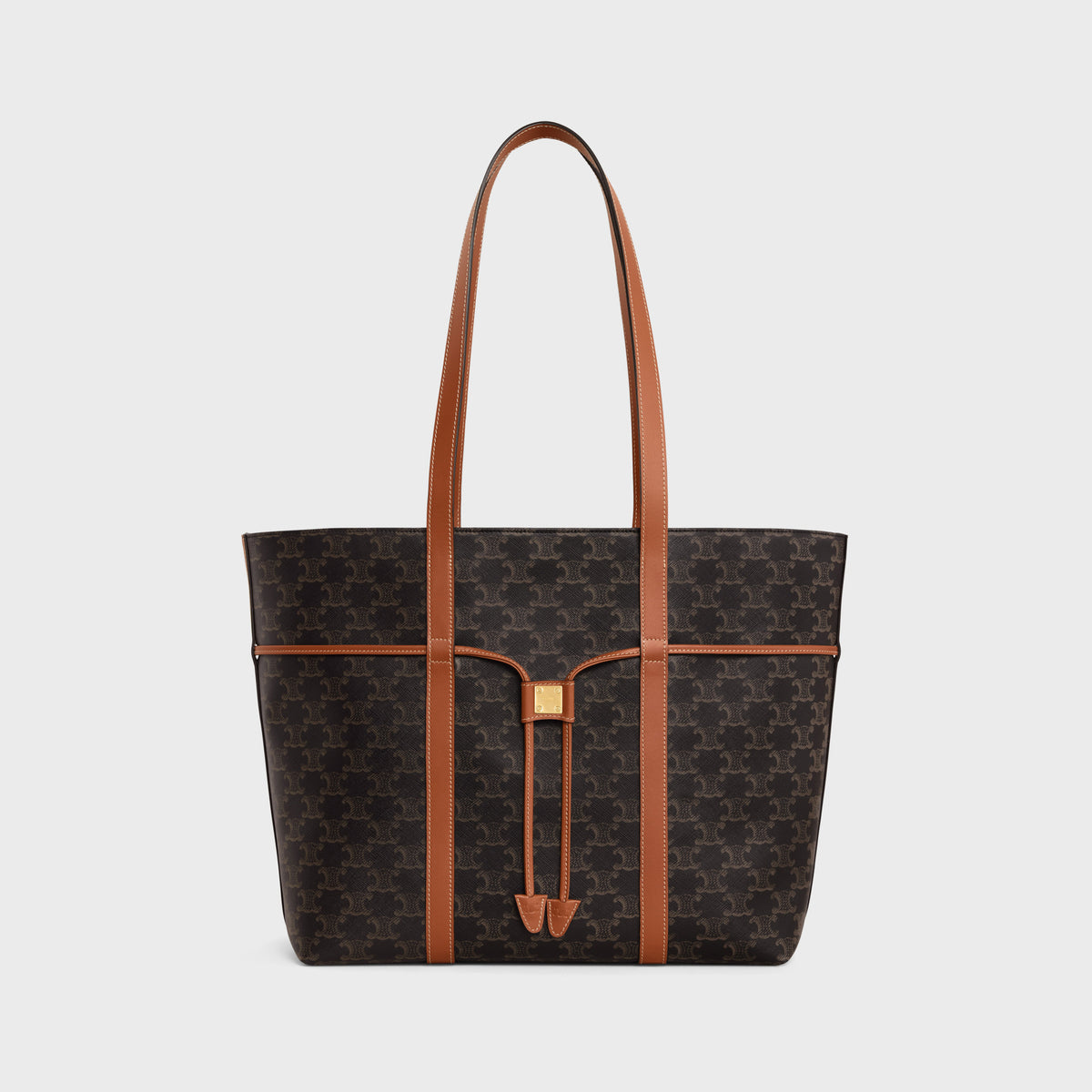 Celine Cabas Drawstring In Triomphe Canvas And Calfskin Handbag Shoulder Bag #97336