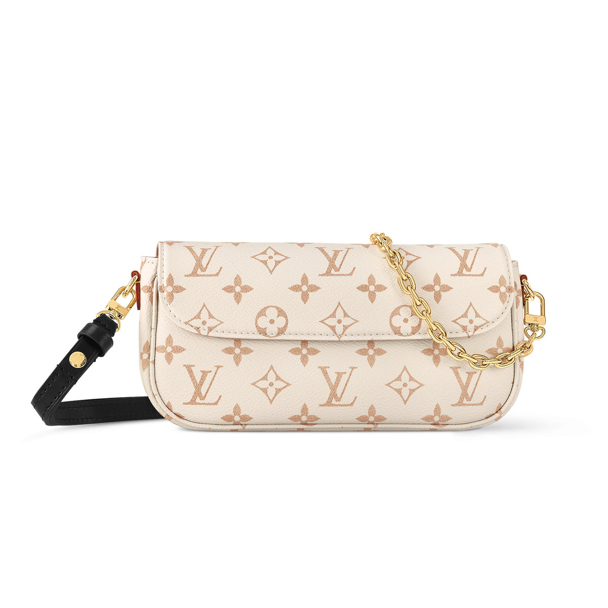 Wallet On Chain Ivy Louis Vuitton Women's Beige Removable Adjustable Strap Magnetic Closure Canvas Baguette Bag Handbag Crossbody Shoulder Bags #99755