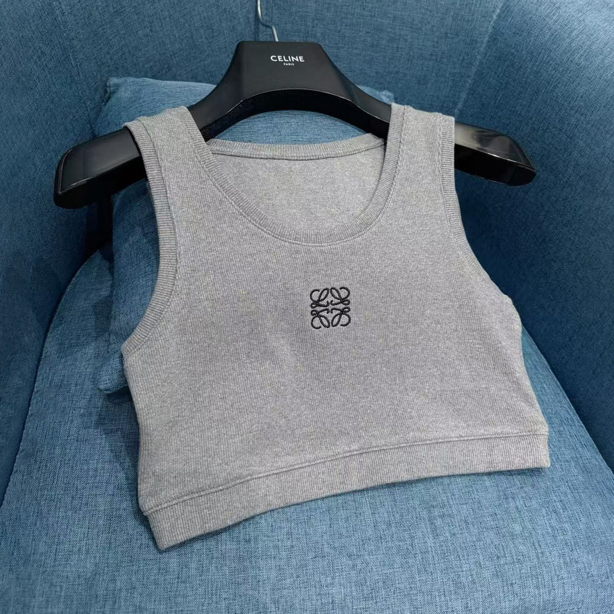Loewe Women's Summer Solid Colour Logo Embroidery Short Tank Top #76674