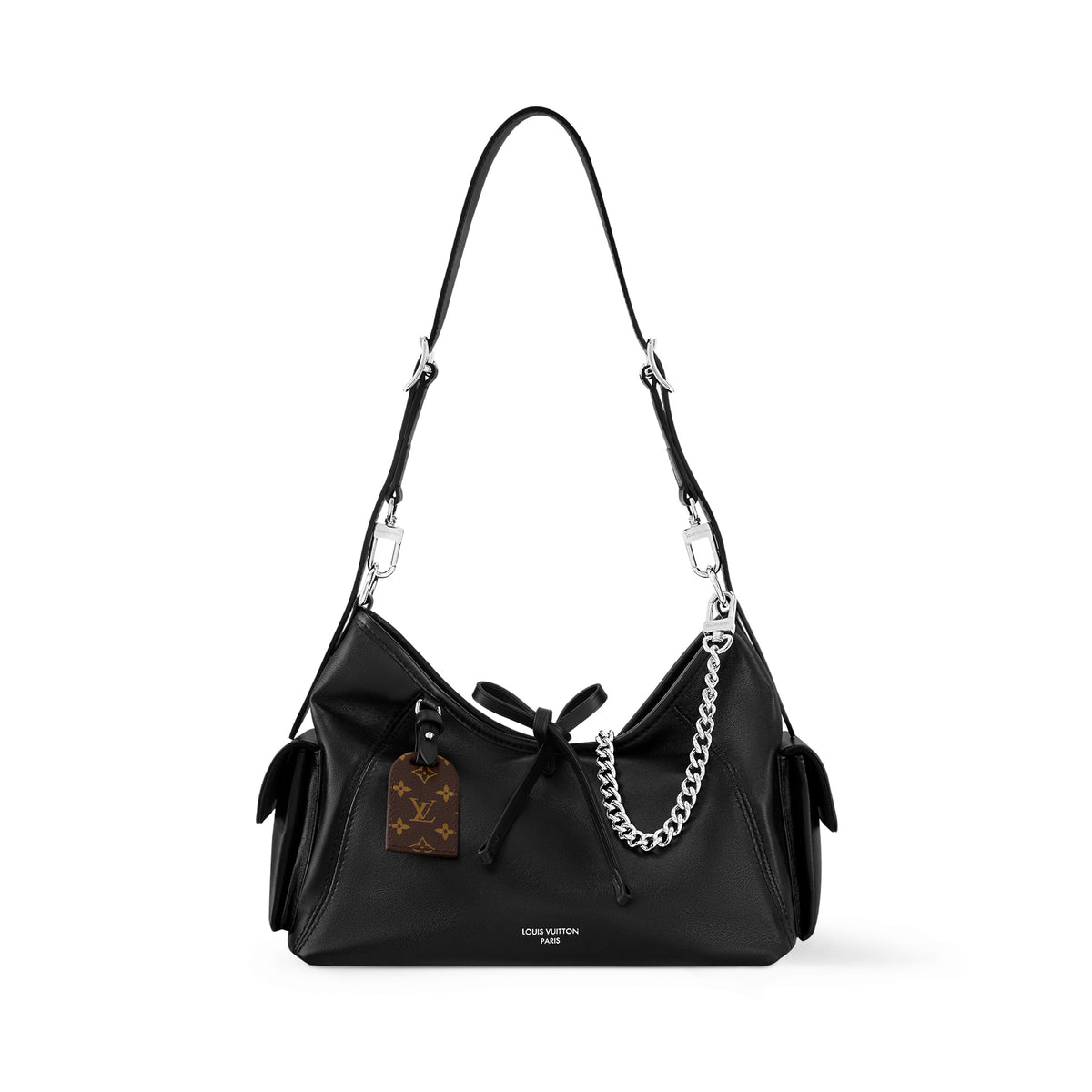 Louis Vuitton Women's Black Letter Logo Detachable Adjustable Shoulder Strap Lambskin Tote Handbag Shoulder Bag Bags #99186