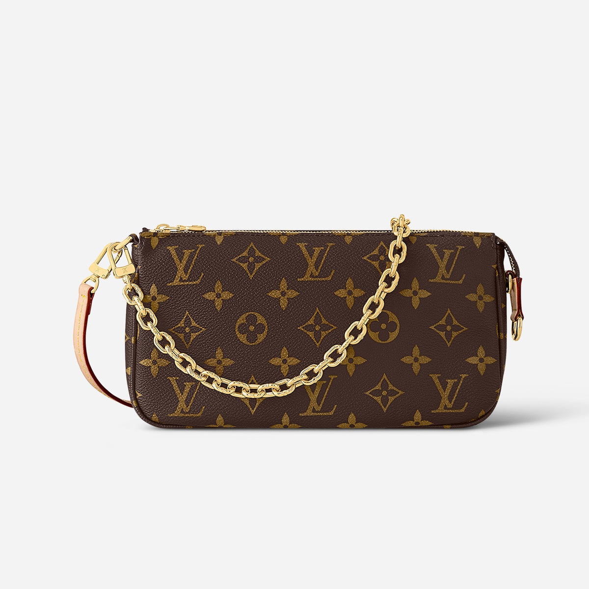 Louis Vuitton Women's Pochette Accessoires Handbag Logo Full Printed Solid Color Cowhide Casual Shoulder Bag M82766 #71815