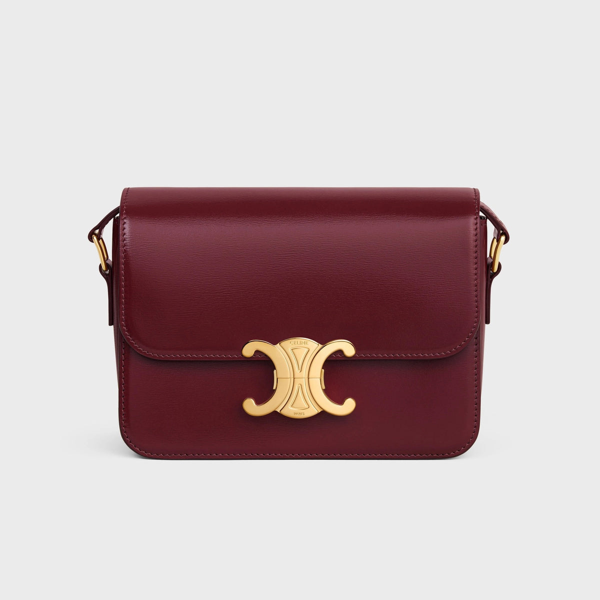 Celine TRIOMPHE Women's Monogrammed Gold Buckle Solid Crossbody Shoulder Bag Bags #74586