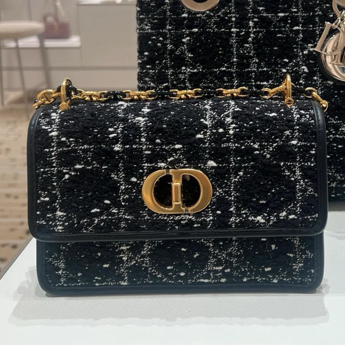 Dior Women's Spring And Summer Fashion Classic Logo Plaid Metal Accessories Handheld Diagonal Cross Large Capacity Bag #98728