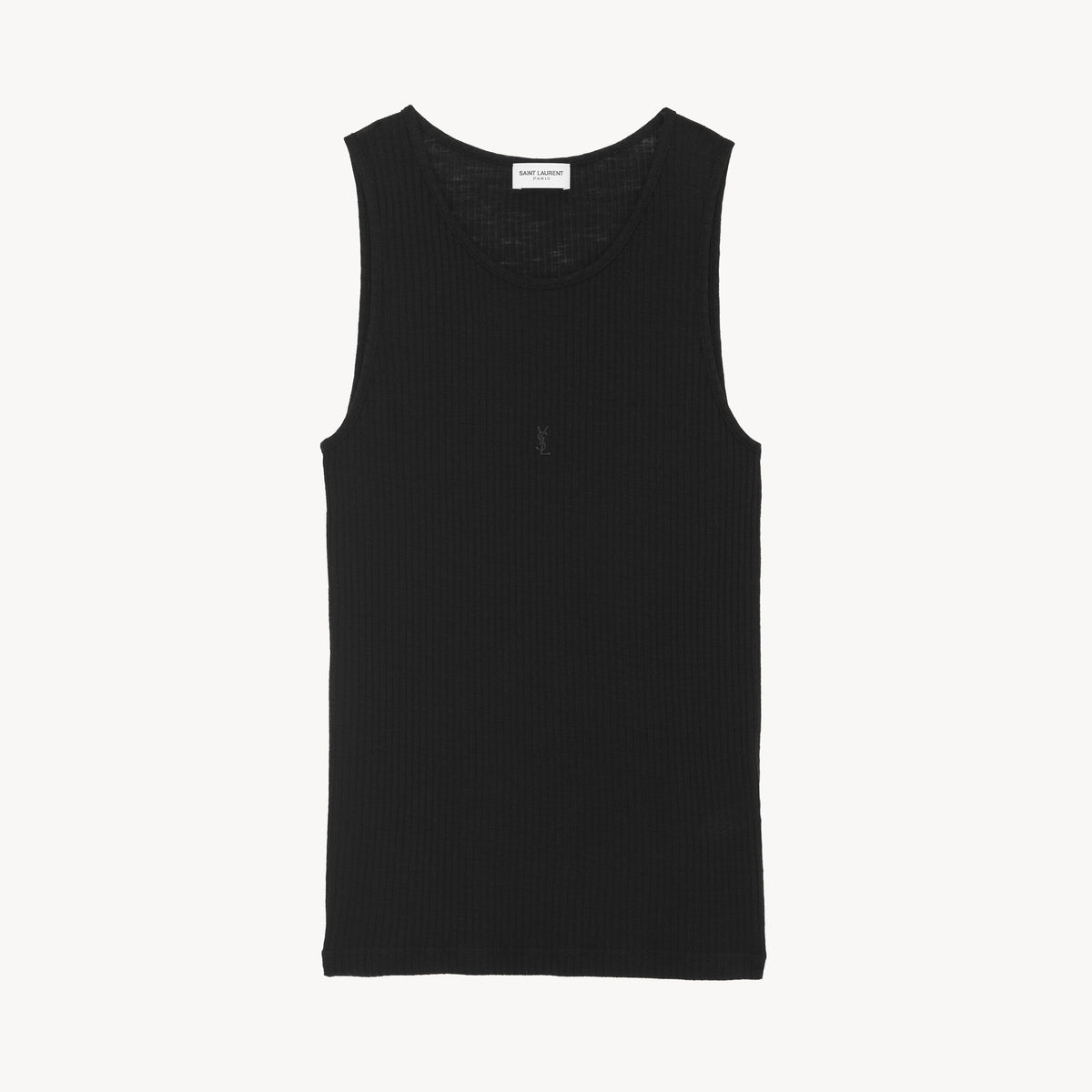 SAINT LAURENT CASSANDR Women's Spring/Summer Fashion Casual Crewneck Pullover Ribbed Cotton Logo Embroidered Tank Top Vest #79359