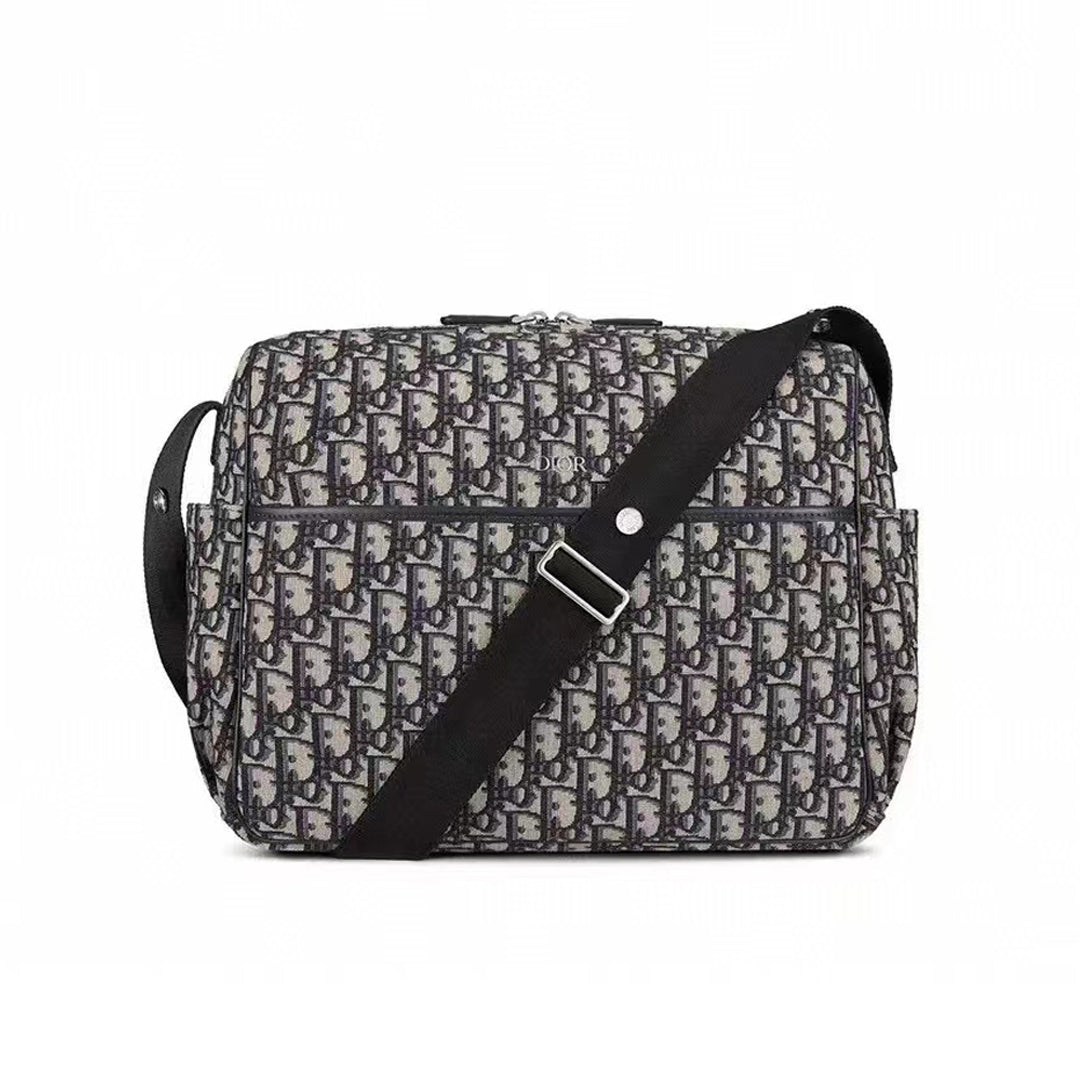 Dior Black grain calfskin men's mail bag shoulder bags #7475