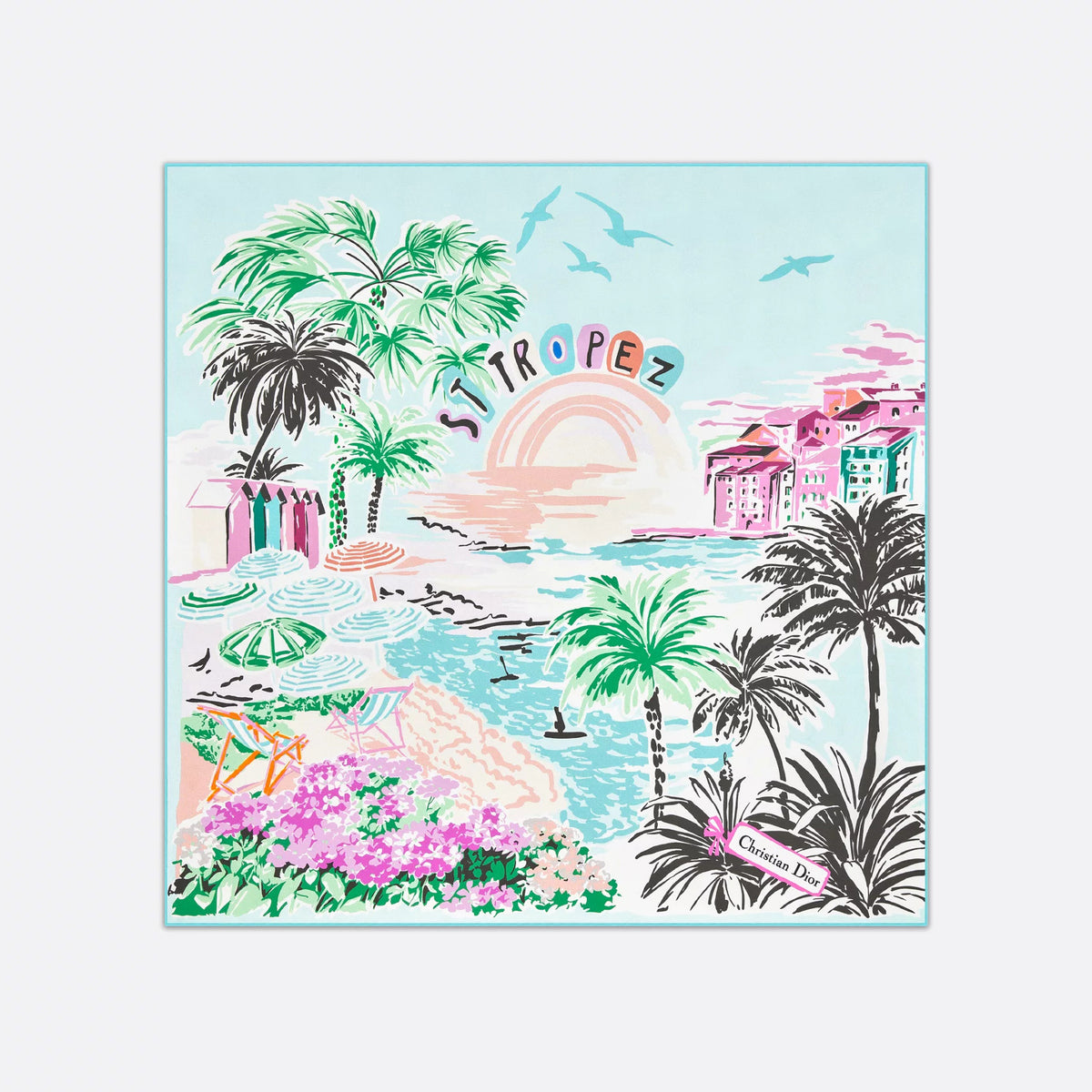 Dior Women's Fashion Casual Silk Twill Fabric Souvenir Pattern Printed Square Scarf  Accessories #78333