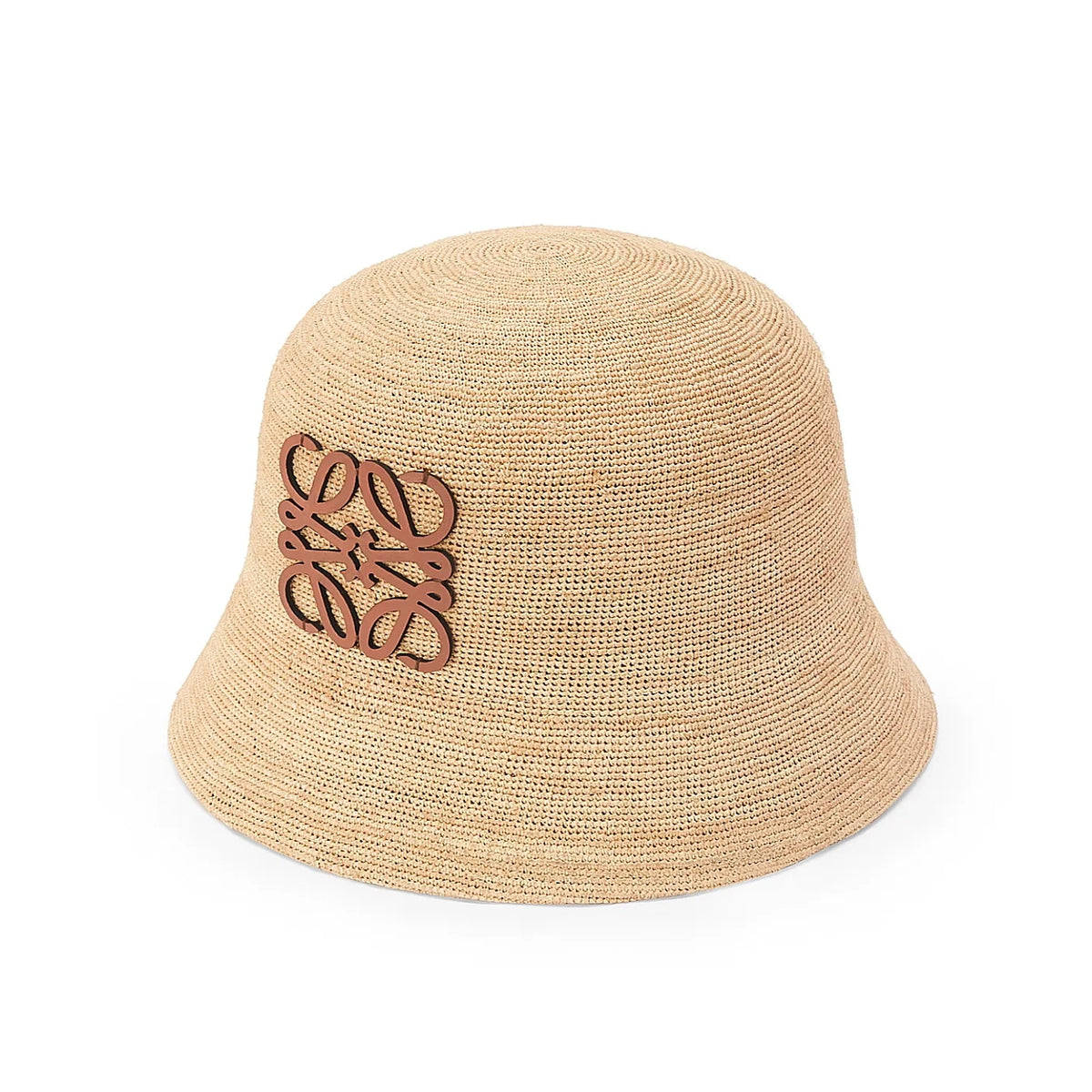 Loewe Women's Khaki Raffia And Cowhide Bucket Hat Flat Cap Large Brim Hat (color Please Contact Customer Service To Determine) #72593