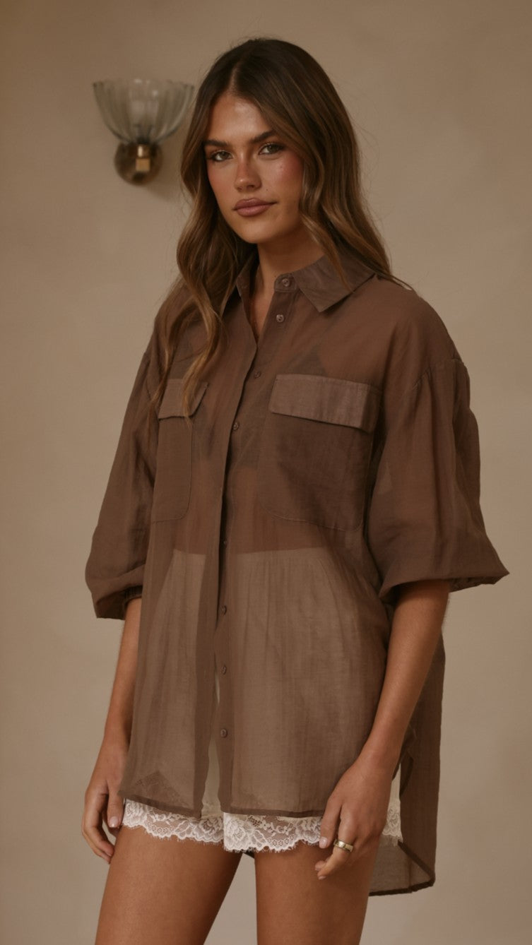 Kylie Oversized Shirt - Chocolate