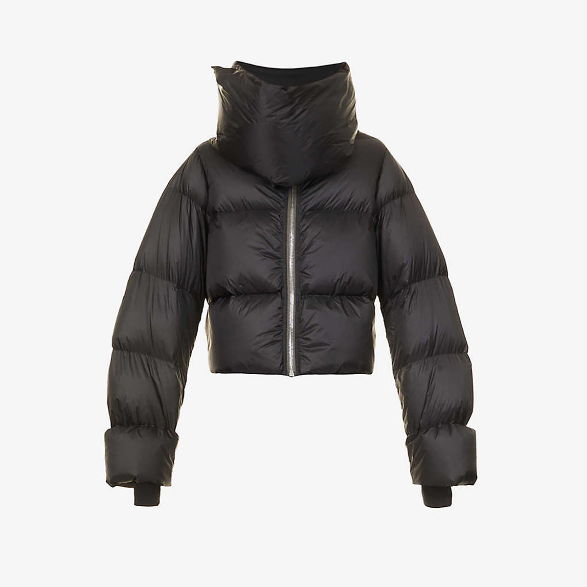 Rick Owens Men's Women's Fall And Winter Dark Windproof Scarf Down Jacket Thickened Warm Short Ultra-long-sleeved Zipper Down Jacket Ngvp #2494