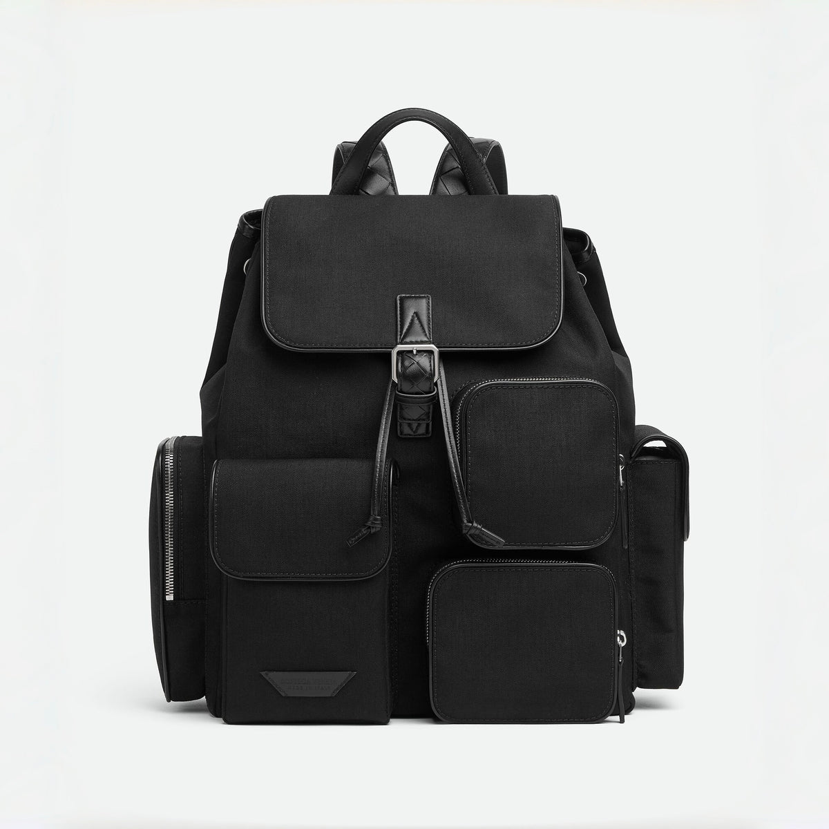Bottega Veneta Crossroad Multi-Pocket Nylon Backpack Woven Leather Adjustable Straps #333014