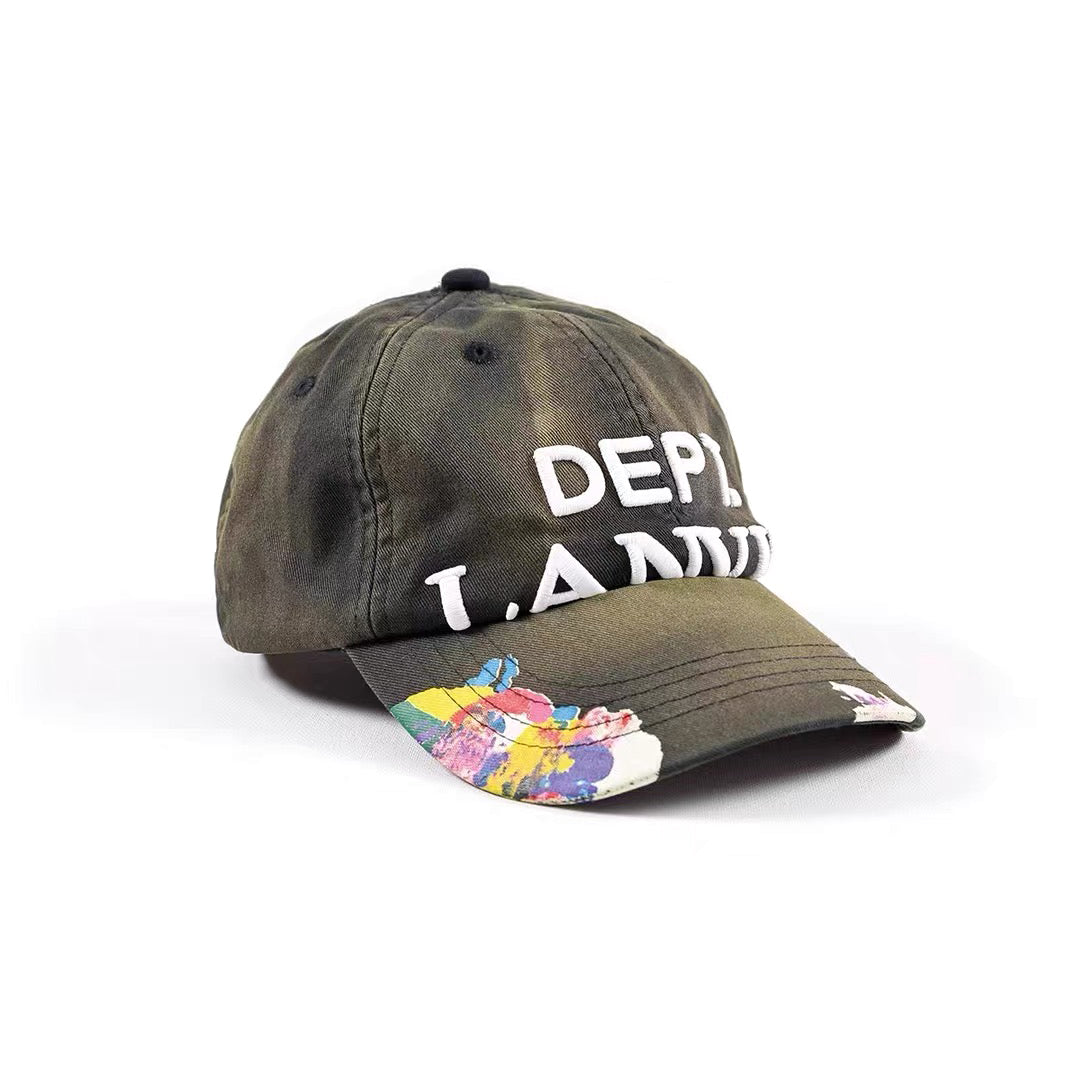 Lanvin Green Graffiti Denim Duck Hat Cap #96561