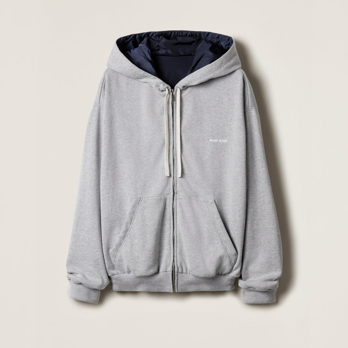 MiuMiu Women's Spring/autumn Fashion Casual Plain Knit Cotton Nylon Reversible Hooded Zipper Jacket #78399