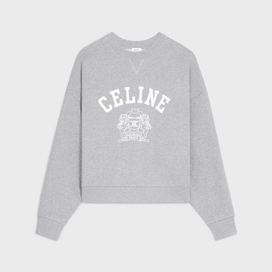 Celine Women's Fall/winter Fashion Casual Oversized Solid Color Crewneck Badge Print Cotton Fleece Long-sleeve Sweatshirt #78458