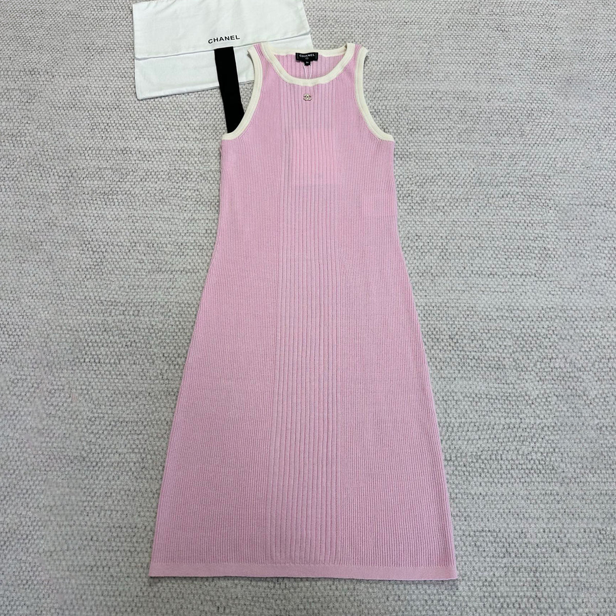 Chanel Women's CoCo Beach Summer Round Neck Pullover Sleeveless Colorblocking Cotton Knit Dresses #77267