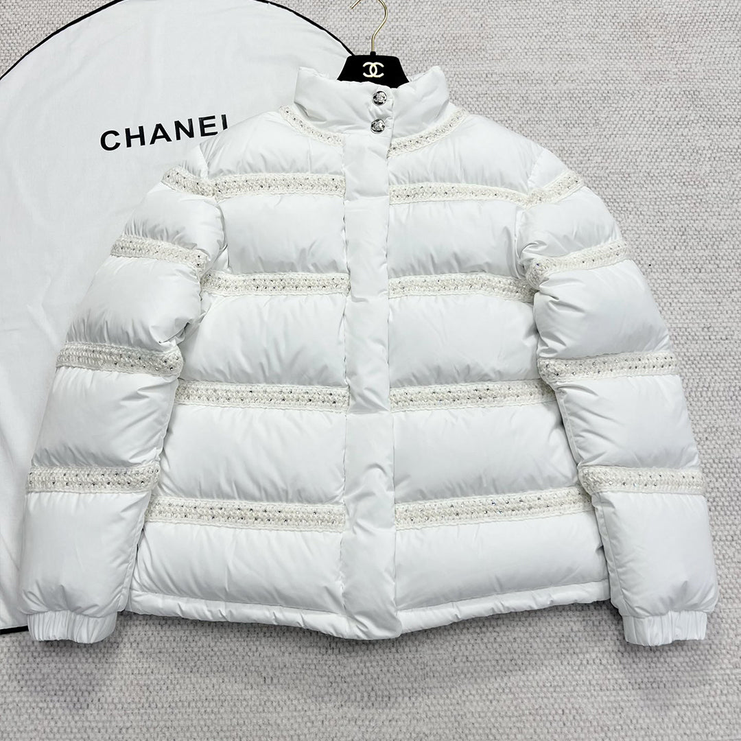 Chanel Women's Spring. Autumn And Winter Solid Color Zipper Standing Collar Puffer Down Coat Jacket #71916
