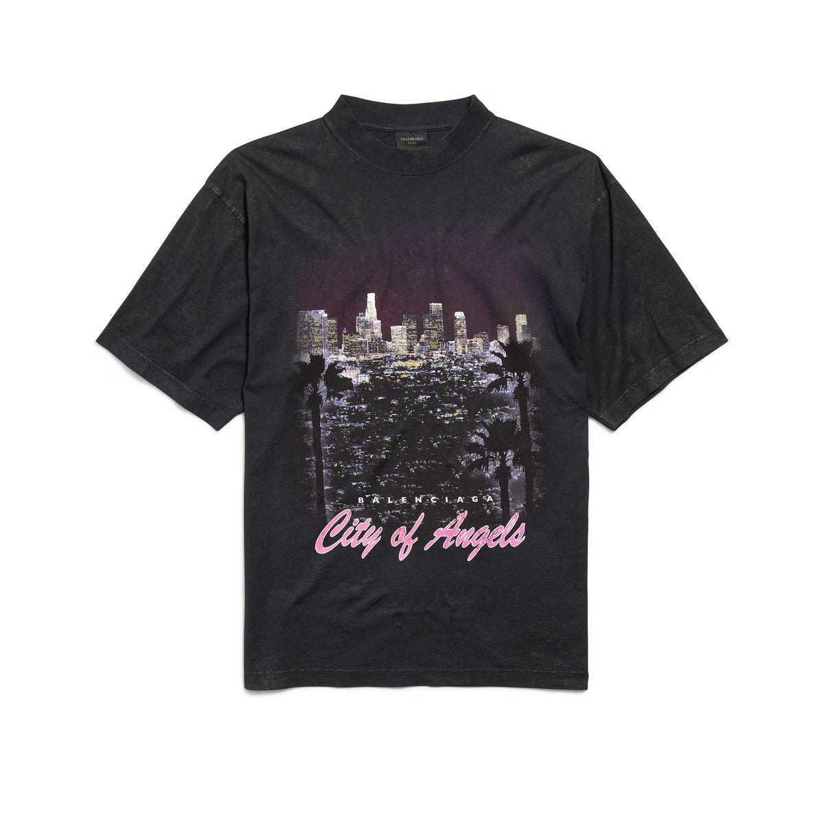 Balenciaga City Of Angels T-shirt Medium Fit In Dirty White Men's Spring And Summer High Street Trend Round Neck Short Sleeve Straight T-shirt Ngvp #1875