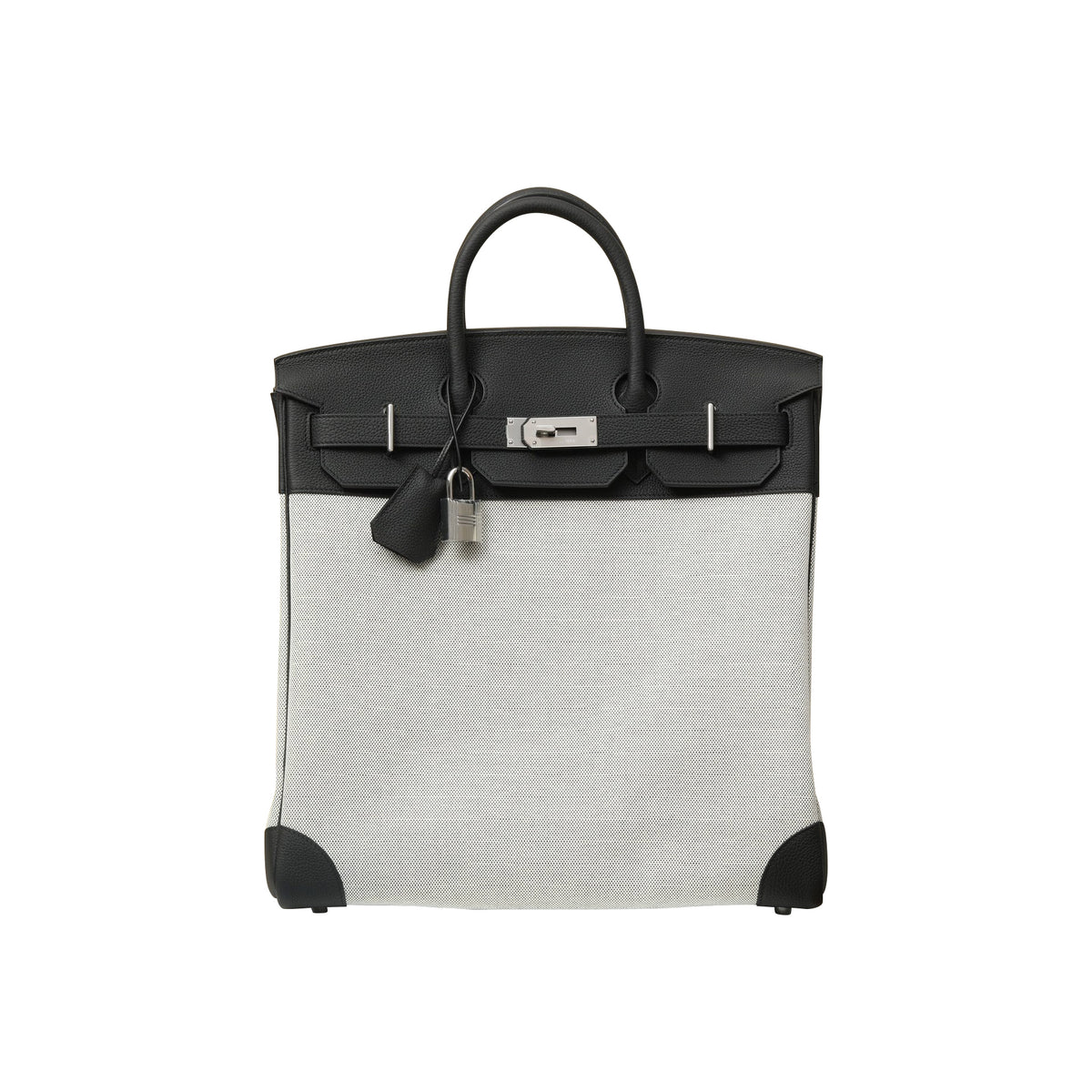 Hermes HacHaut A Courroies 40 HACG40 Women's Silver Buckle Canvas And Cowhide Colour Blocked Handbag Bag Bags #77113