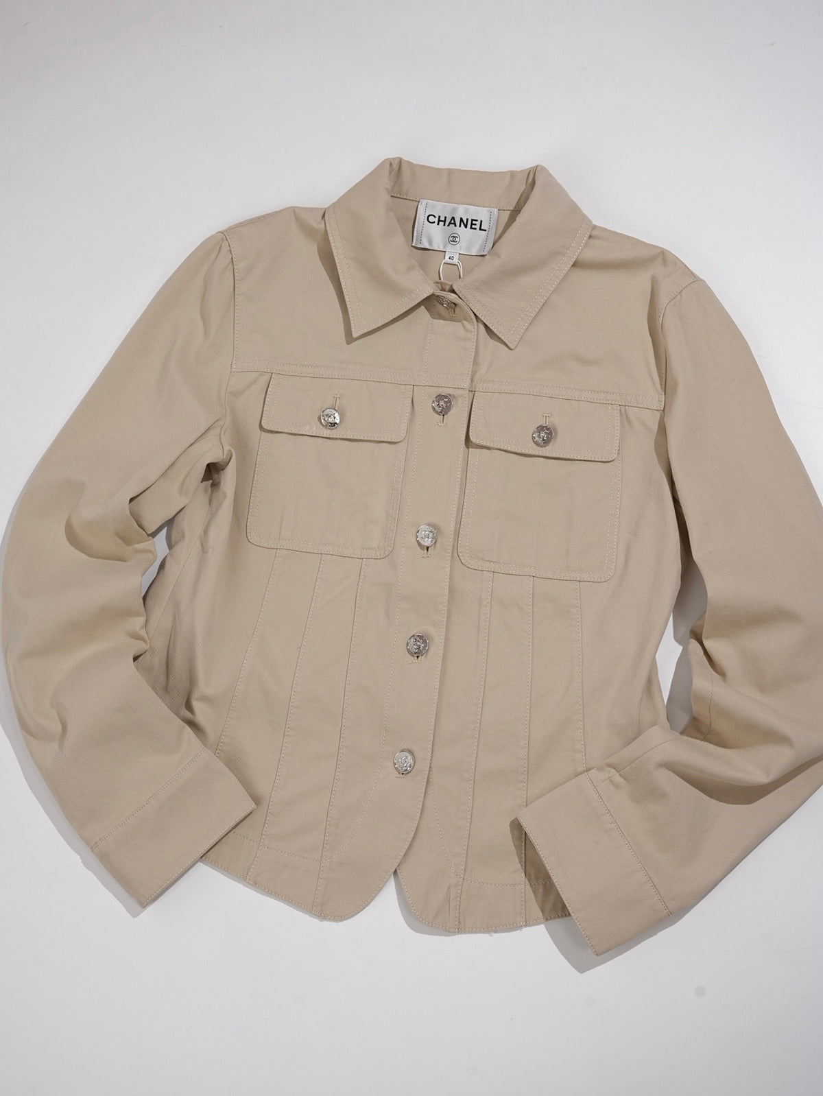 Chanel Jacket Shorts Twill Beige #377772