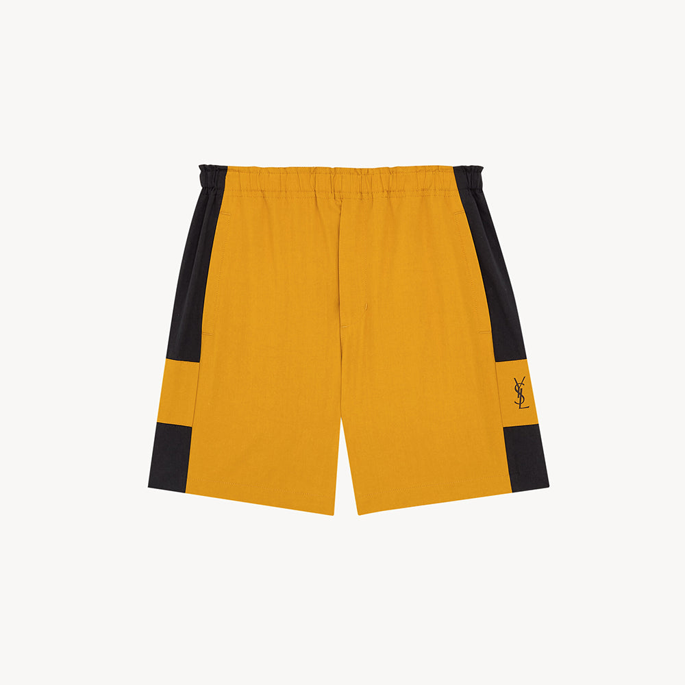 Saint Laurent Cassandre Bermuda Shorts in Cotton in Yellow #377771