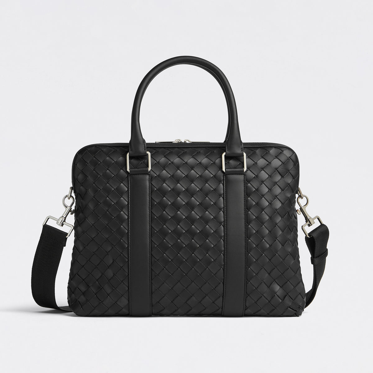 Bottega Veneta Intrecciato Men's Solid Color Adjustable Detachable Shoulder Strap Woven Calfskin Briefcase Handbag Bag Bags #77473