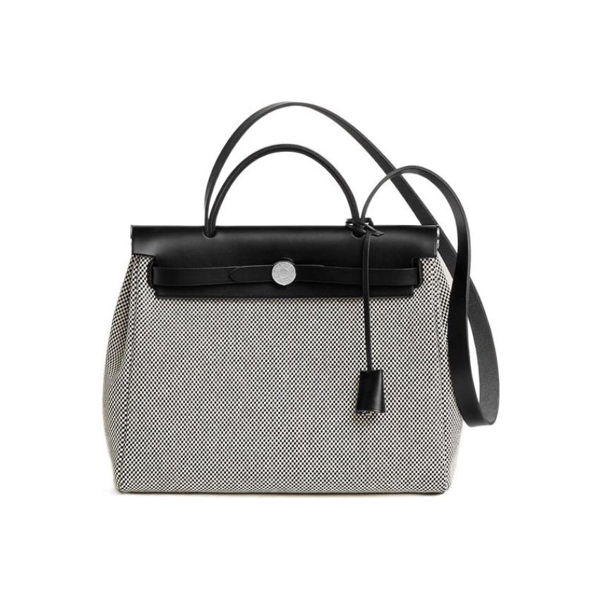 Hermes Men's And Women's Canvas Collocation Cowhide Handheld Single Shoulder Diagonal Cross Bag Bags #98876