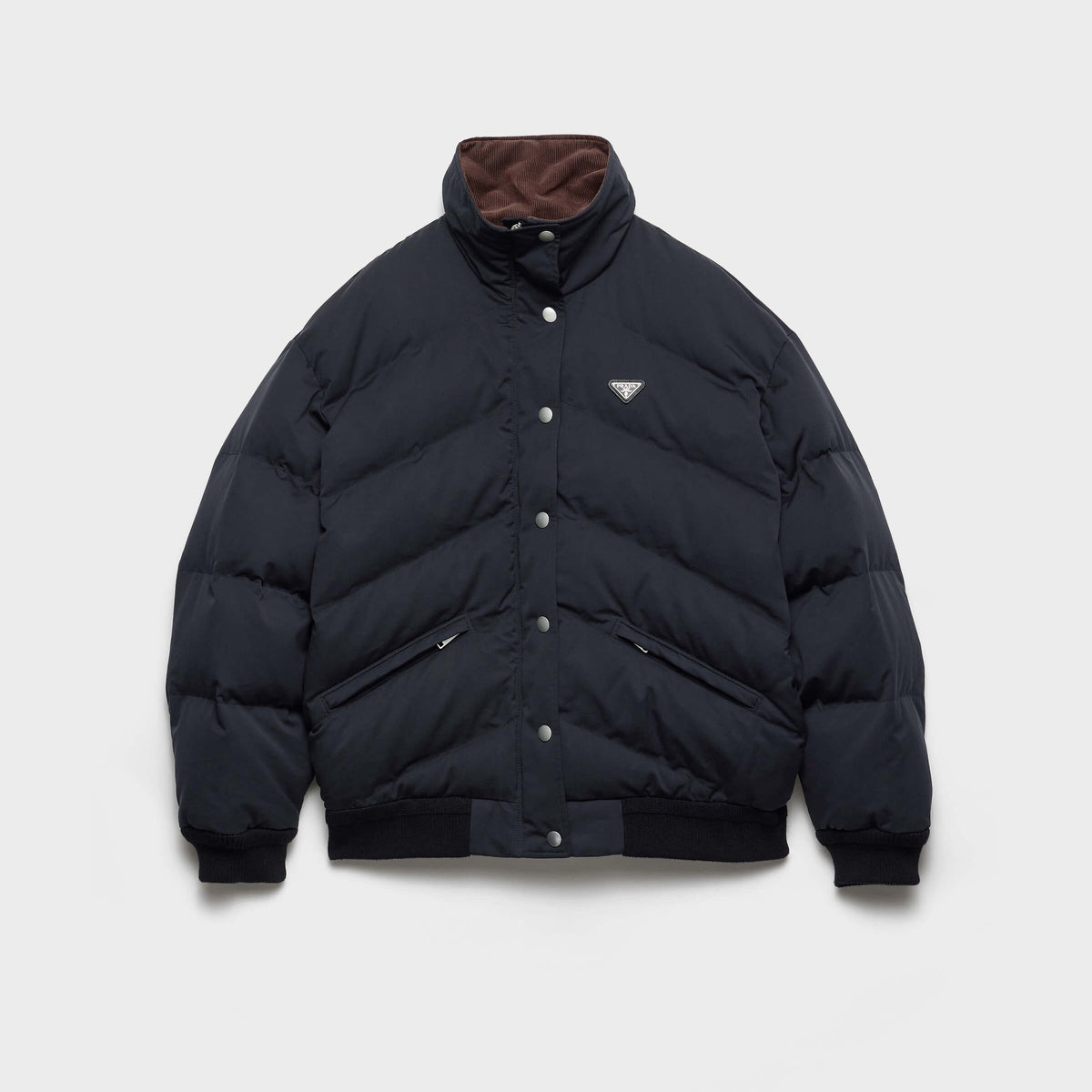Prada Men's and Women's Winter Fashion Casual Triangle Logo Lapel Zipper Down Jacket #78618