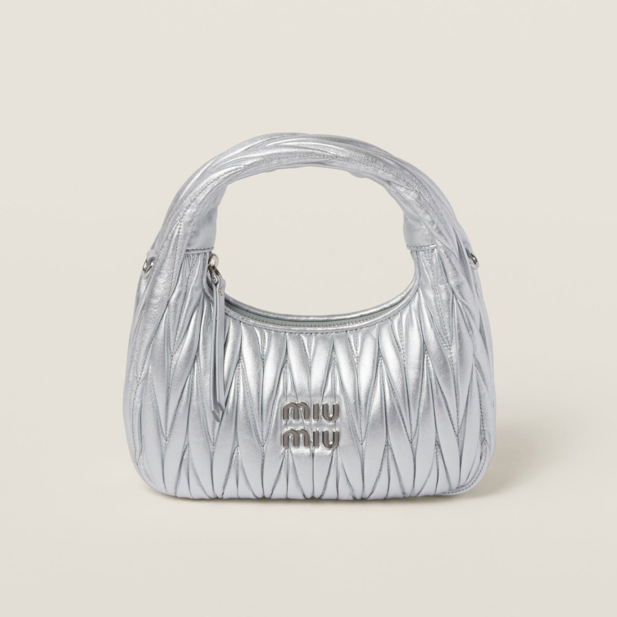MiuMiu Wander Women's Metal Engraved Logo Zipper Closure Quilted Napa Leather Shoulder Crossbody Handbag Bag Bags #74965