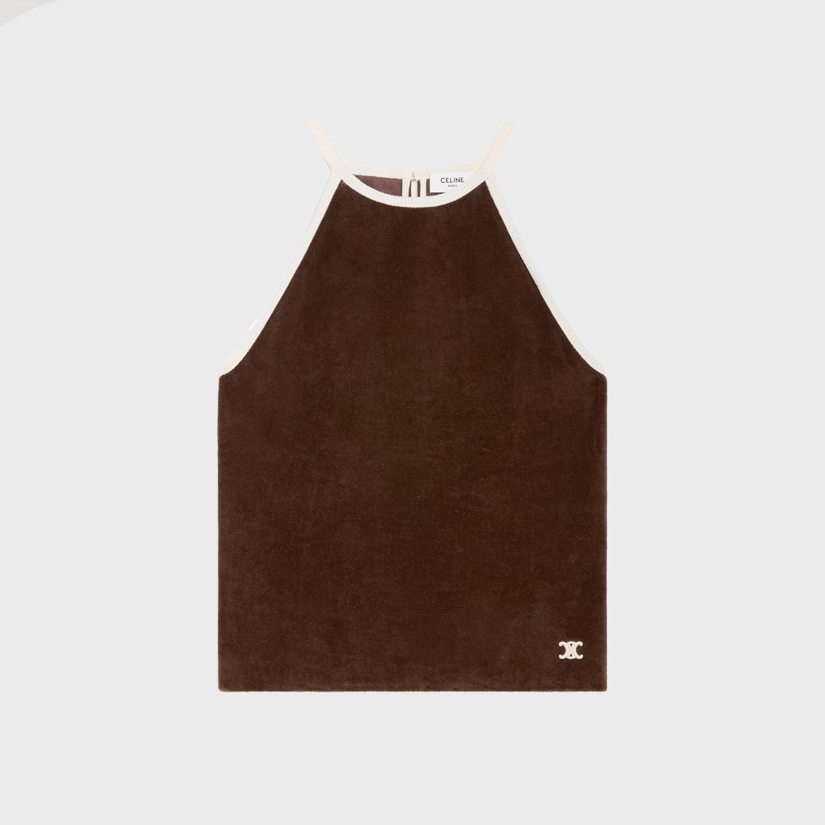 Celine Women's Women's Spring And Summer Velvet Plain Knit Mini Shorts Fashion Trend Temperament Elegant Tank Top Brown Set Suit #81378
