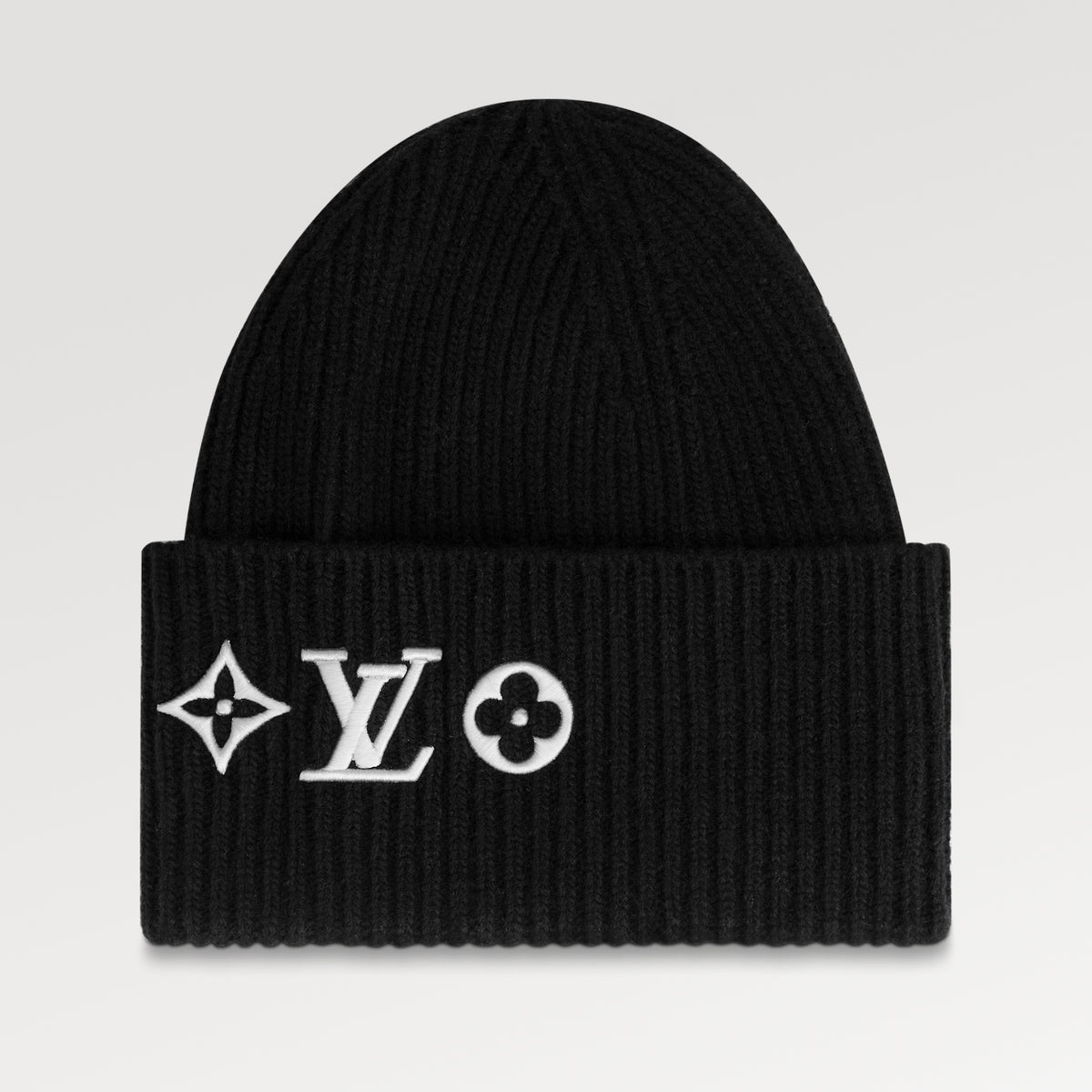 Louis Vuitton Women's Men's New Fall And Winter Pure Wool Cold Cap Knitted Logo Warm Wool Cap Black And White Trend #98238