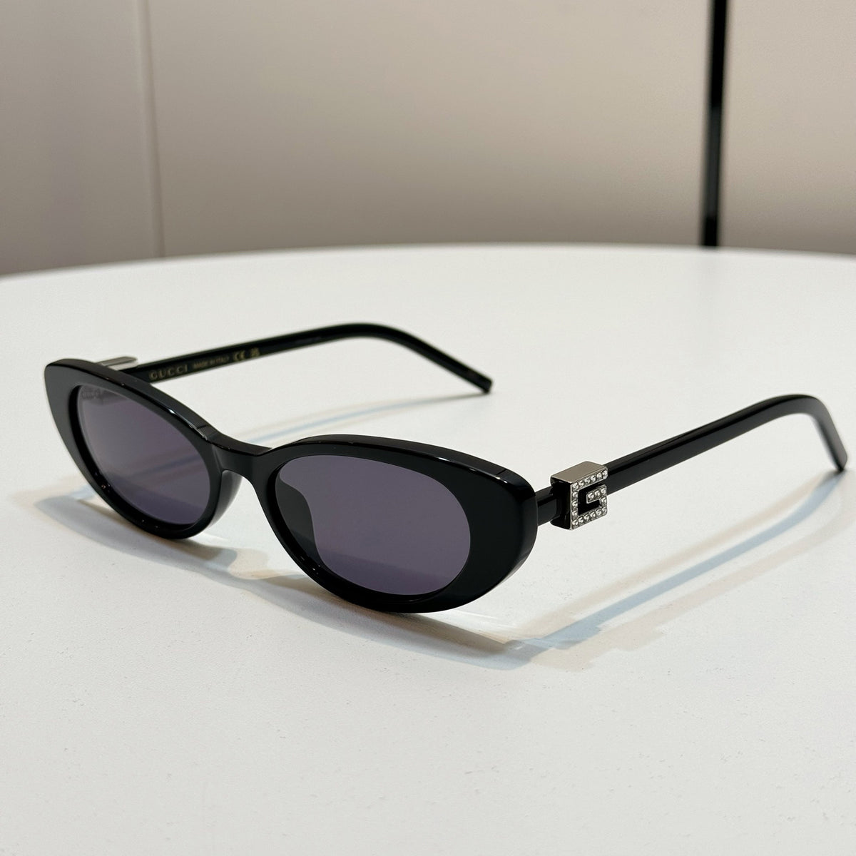 Gucci Men's and Women's Solid Color Square Logo Diamond Embellished Injection Molded Irregular Shaped Sunglasses Glasses #75211