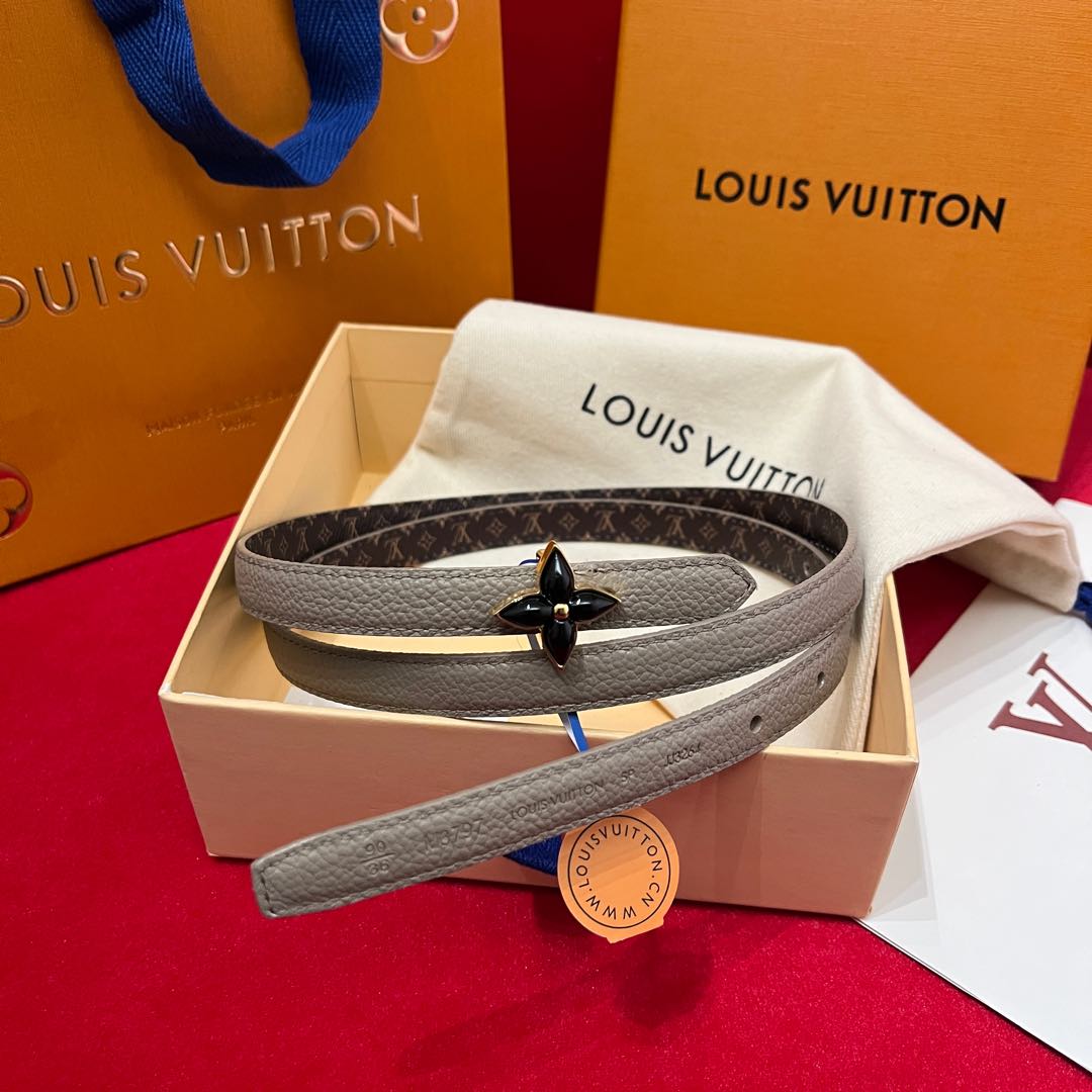 Louis Vuitton LV Mini Flowergram Women's Monogrammed Leather Reversible Belt #75288